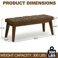 thumbnail image 4 of Bedroom Bench, Upholstered End of Bed Bench, Padded Vintage Dining Bench, Entryway Bench with Solid Wood Legs, Kitchen, Living Room, Hallway, Brown, 4 of 8