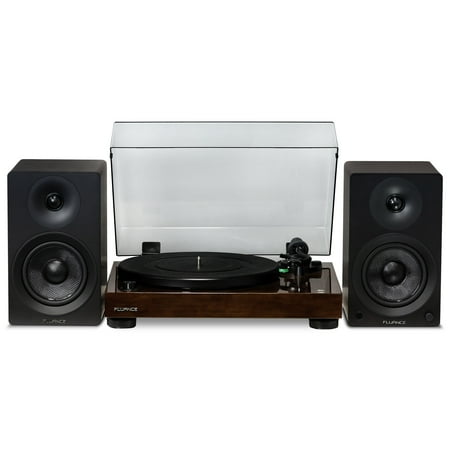 Fluance RT81 Elite High Fidelity Vinyl Turntable with Ai41 Powered 5 Stereo Bookshelf Speakers Diamond Stylus Belt Drive Built-in Preamp 90W Class D Amplifier Bluetooth (Natural Walnut)