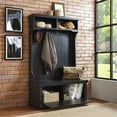 thumbnail image 6 of Pemberly Row Tall Entryway Hall Tree with Storage Bench in Distressed Black, 6 of 10