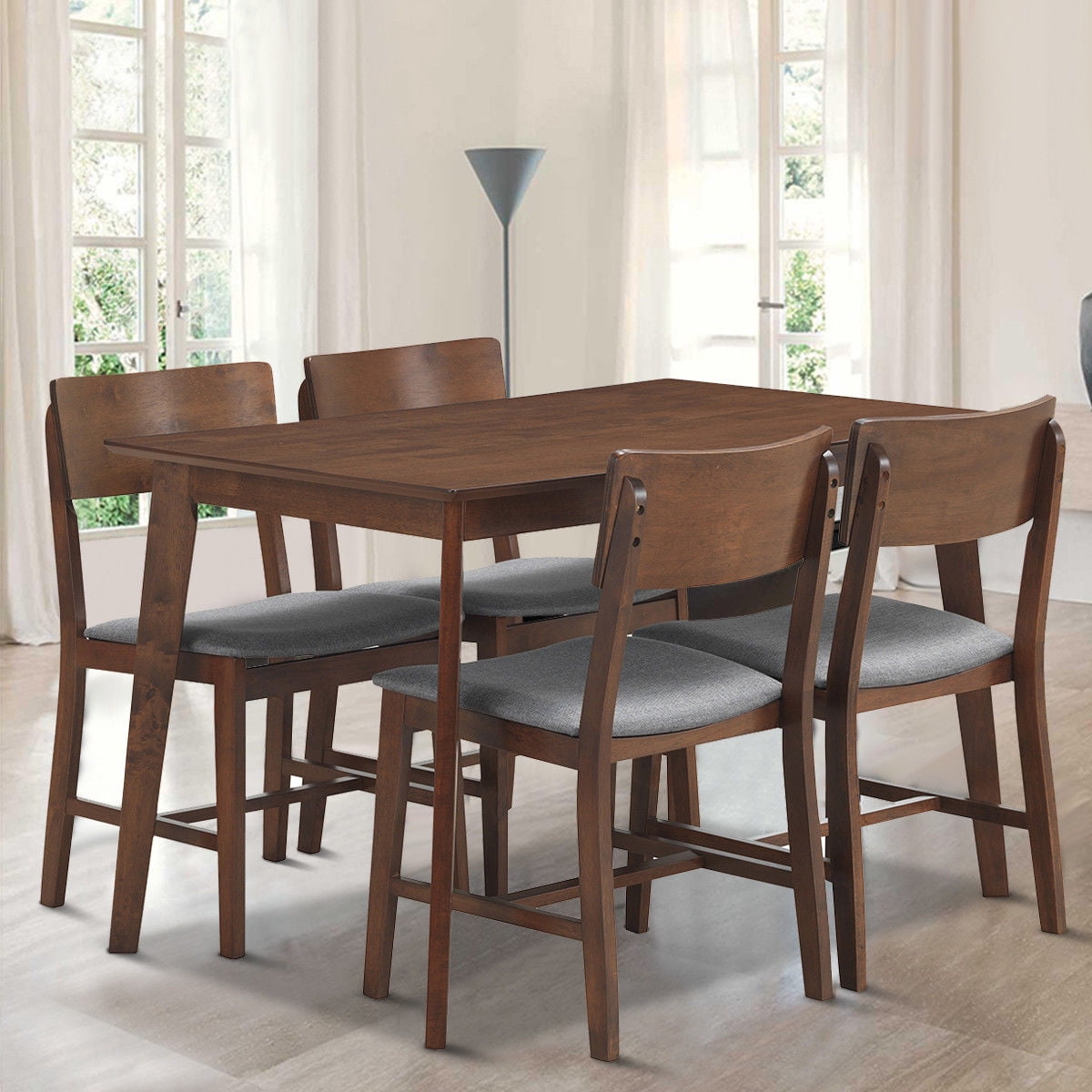 Gymax 5 Pcs Mid Century Modern Dining Table Set Kitchen Qty