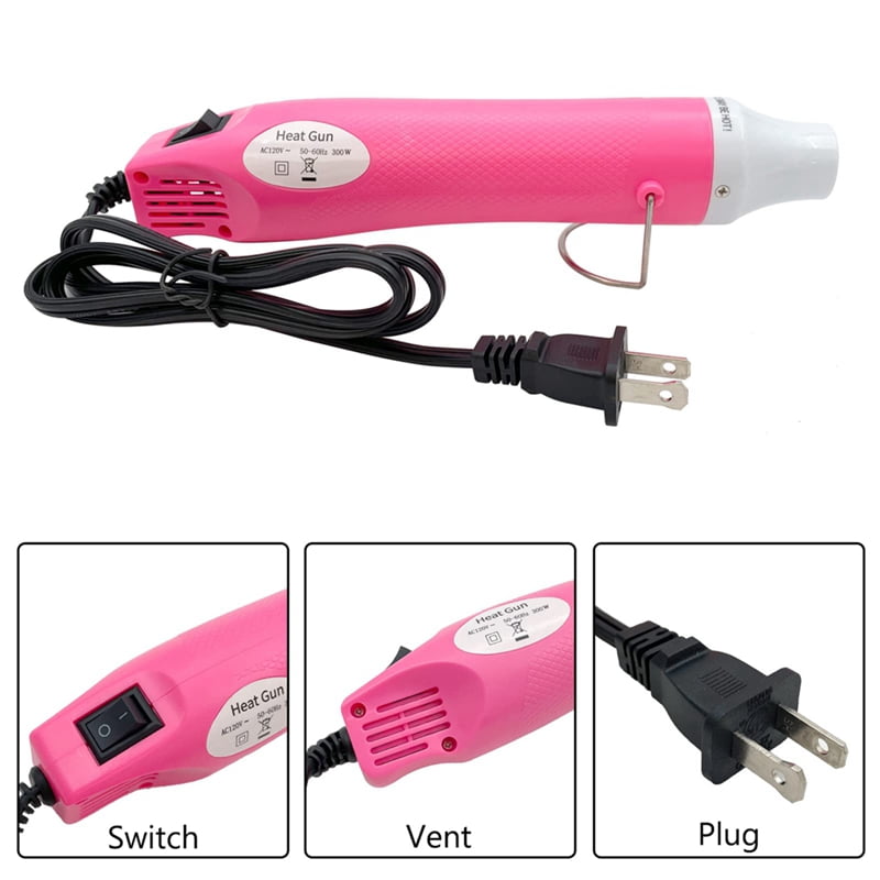 5X Portable Hot Air Machine Mini Hot Air Machine Hot Air Machine for Embossing Shrink Wrapping Drying Paint US Plug Pink