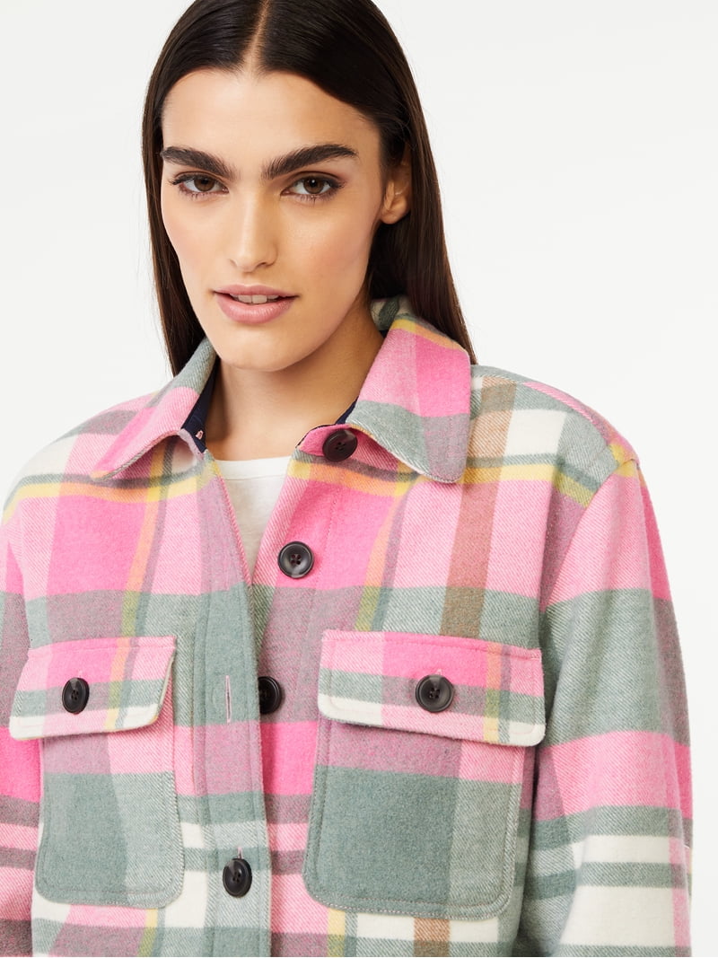 Free Assembly Women's Wool Blend Shacket - Stylish & Cozy Shirt