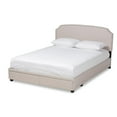 thumbnail image 1 of Baxton Studio Larese Lit Plateforme Grand avec Rangement Rembourré en Tissu, Beige, 1 of 12