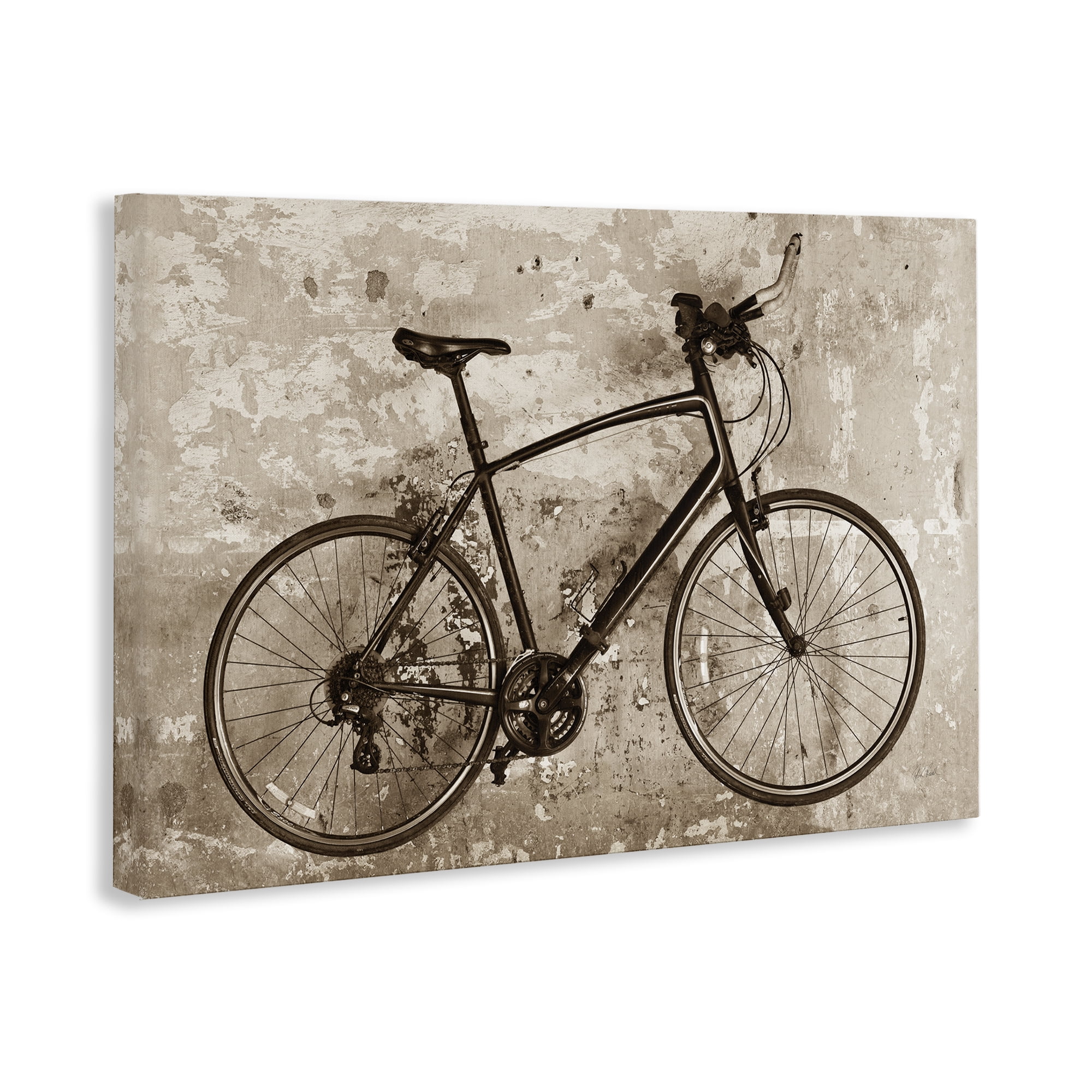 Stupell Industries Distressed Vintage Bike Transportation Painting Wrapped Canvas Art Print Wall Art, 24 x 16