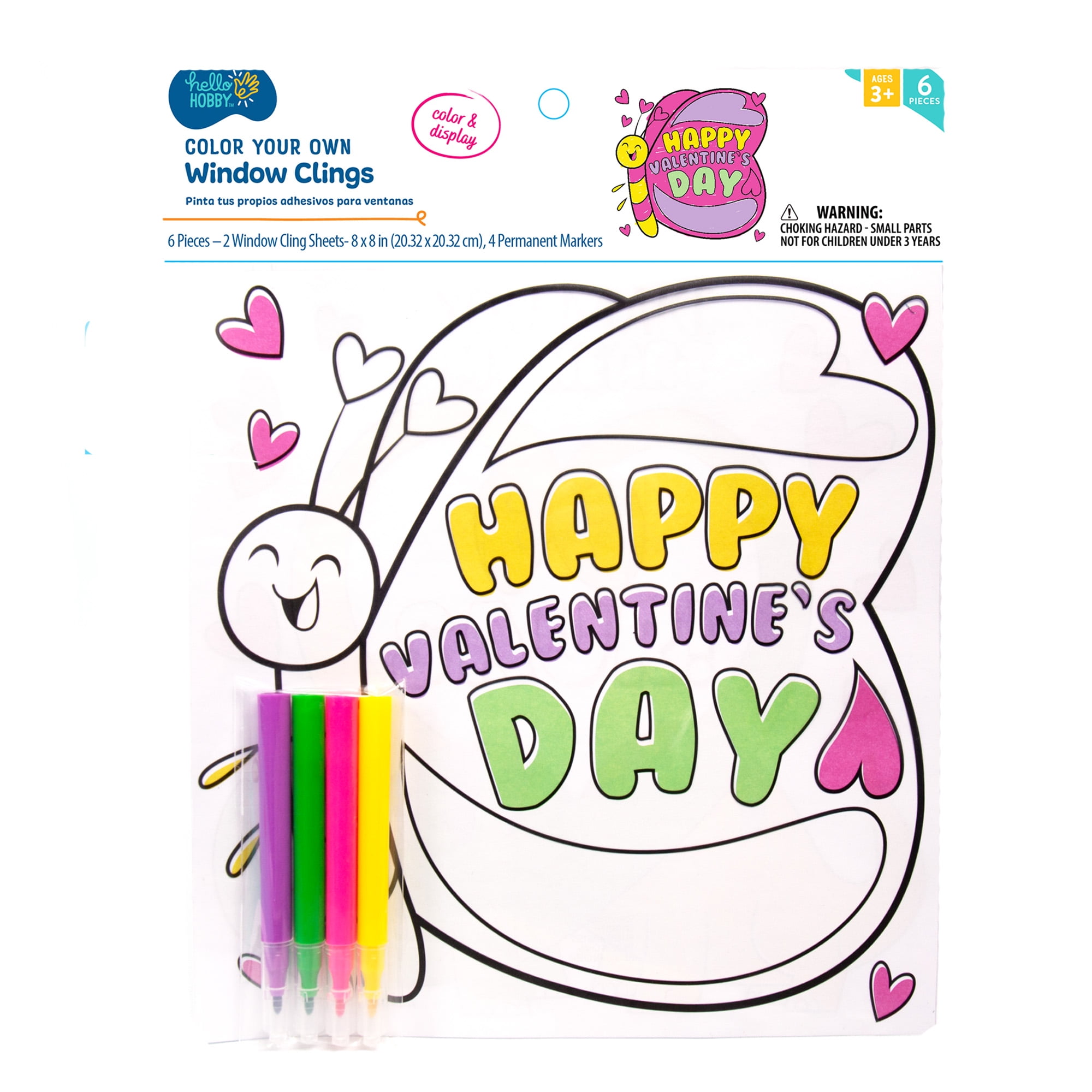 Hello Hobby Color Your Own Plastic Window Clings, Boys and Girls, Child, Ages 3+