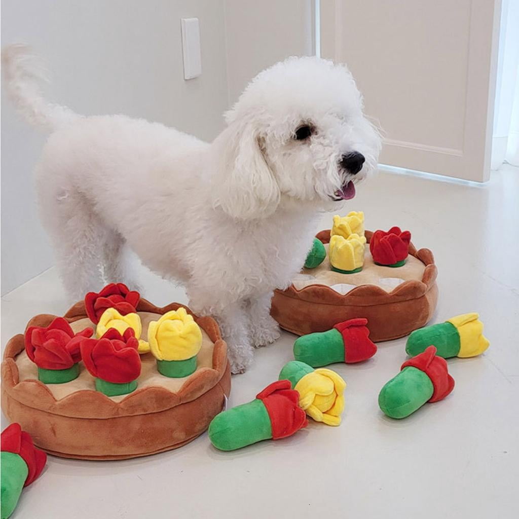 Dog Plush Toy Hide and Seek Snuffle-Feeder Interaction Pet Aggressive Chewer Sniff-Training Dog Squeak Toy Treats Puzzle
