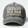 thumbnail image 2 of Tauxra Embroidered Baseball Cap for Men, Funny Angry Old Man Quote Washed Gray, 2 of 5