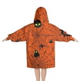 thumbnail image 2 of Halloween Glowing Spider Web Pattern Blanket Hoodies for Kids 6-13YR Oversize Wearable Blanket Hoodies for Boys Girls Teens, 2 of 7