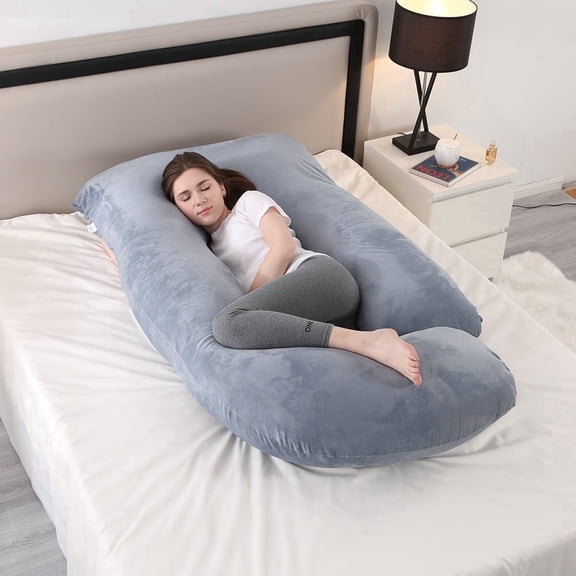 MOONORAH U Shaped Pregnancy Pillow - 70 Inch Full Body Support - Gray