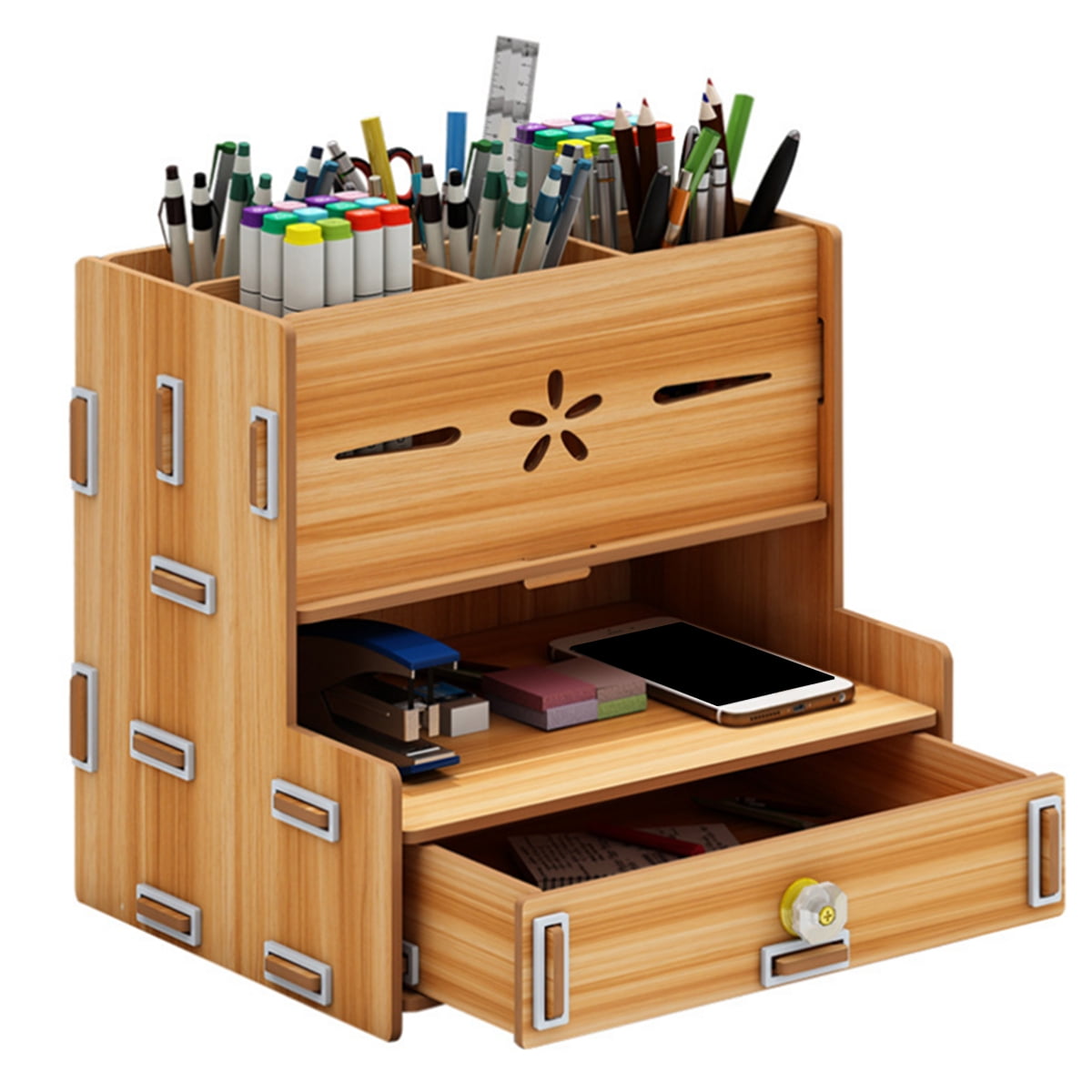 Multifunctional Storage Box Desk Personalized Decoration Wooden Desktop Organizer Cell Phone