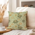 thumbnail image 3 of Ethan Taylor Botanical Throw Pillow Soft Cushion Cover 'William Morris Pattern VII Plants Leaves Cottagecore' Classic Pattern Decorative Square Accent Pillow Case, 20x20 Inches, Green, Orange, 3 of 5