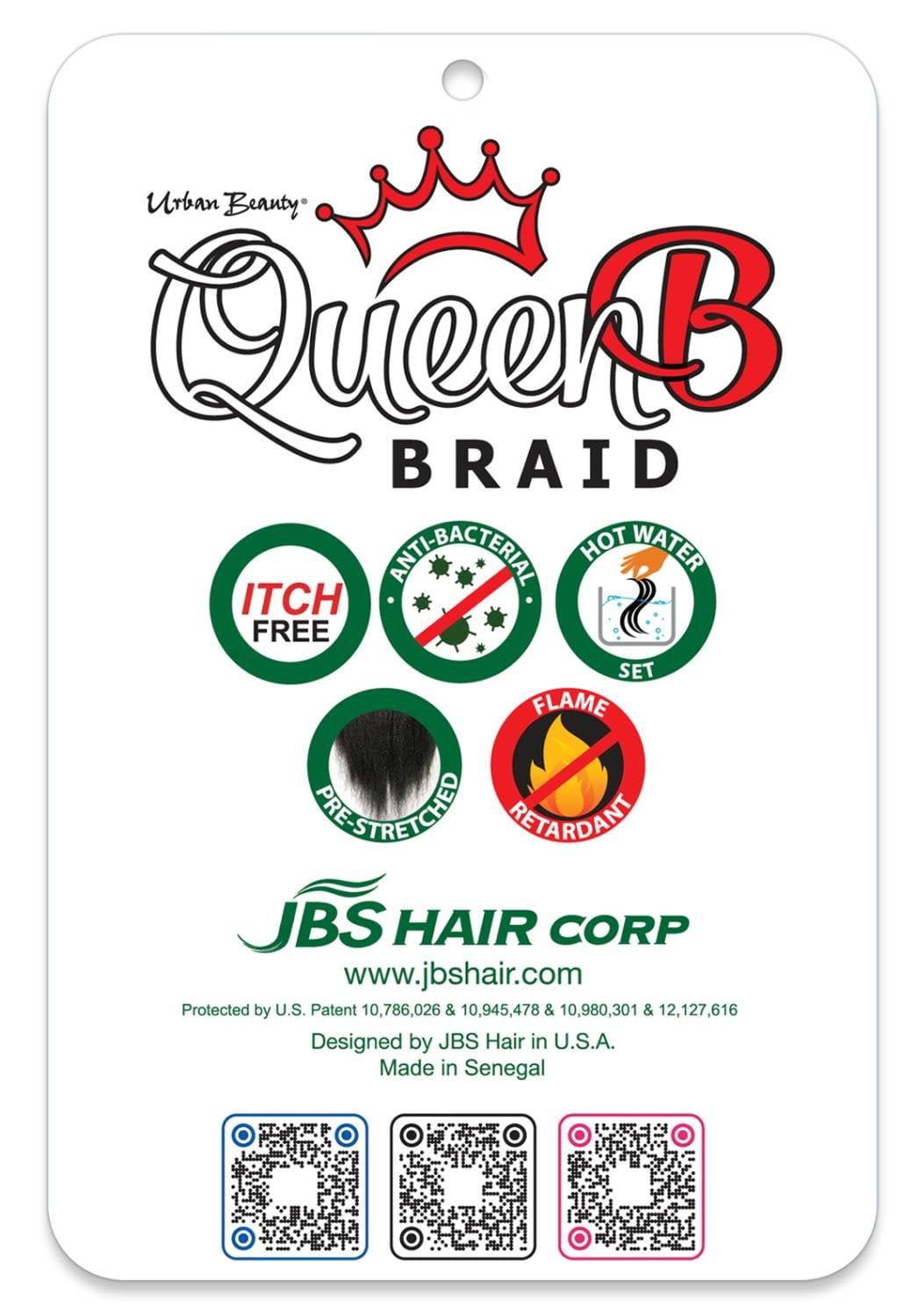 (4 pack) QueenB 4X Value Pack Pre-Stretched Braiding Hair 50” – Color #1B