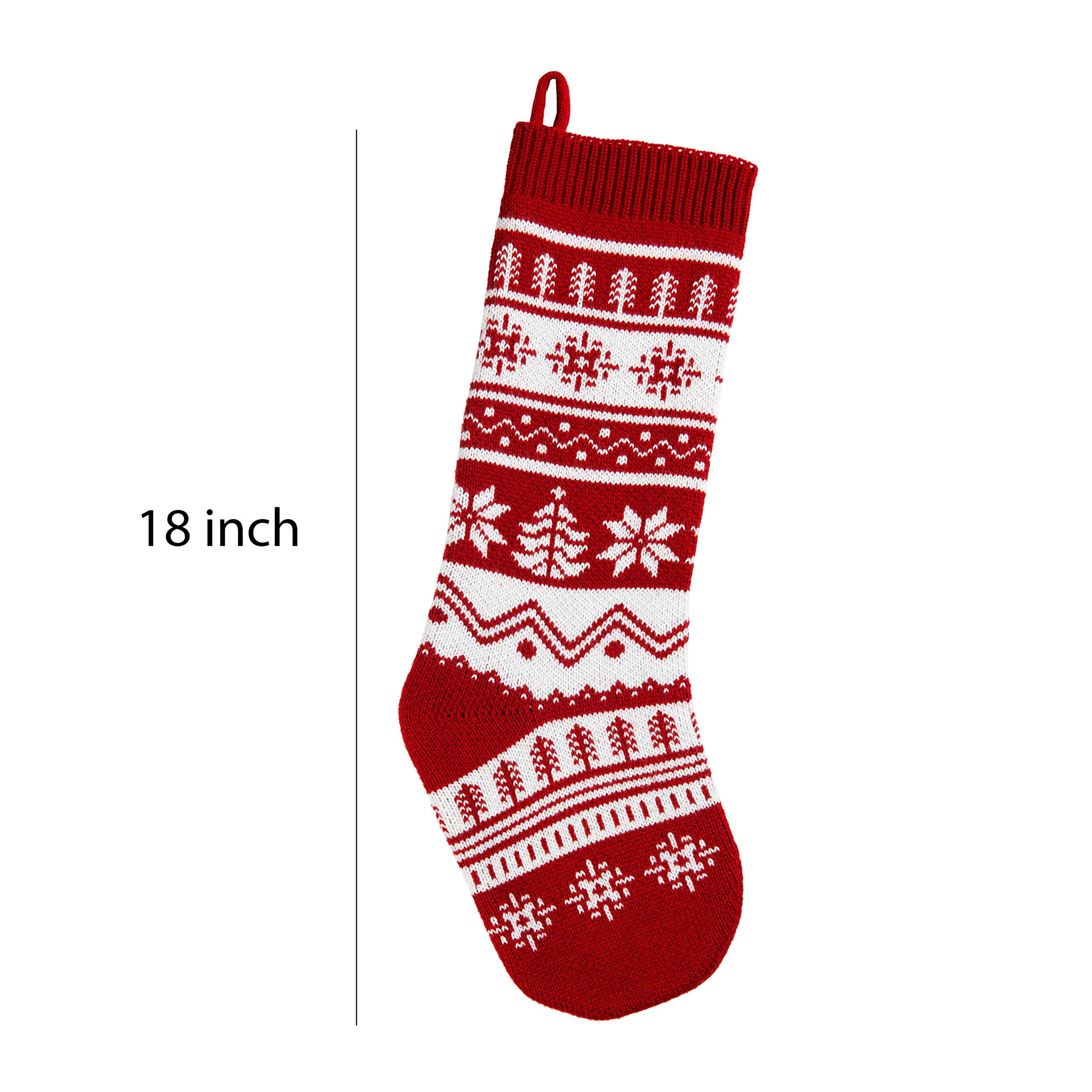 JOYIN 6 Pack 18" Knit Christmas Stockings, Large Rustic Yarn Xmas Stockings for Family Holiday Decorations