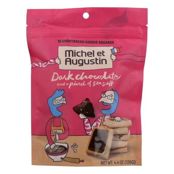 Michel et Augustin Dark Chocolate Sea Salt Cookie Squares, 15 count, 4.4 oz