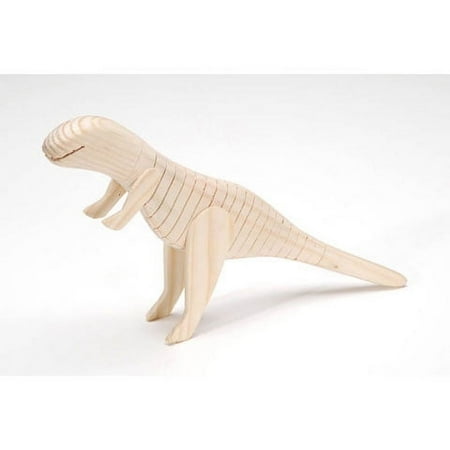 Darice 9192-11 Wood Wiggle Dinosaur with Tag, Natural