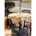 thumbnail image 4 of Outdoor Tablecloth with Umbrella Hole and Zipper, Orange Fall Square Table Cloth 60x60 Inch Waterproof Tablecloth, Thanksgiving Pumpkins Sunflower Yellow Picnic Table Cover for Patio Camping, 4 of 7