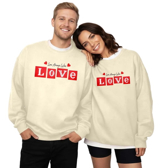 Valentines Sweatshirt Women Love Heart Graphic Shirt Couple's Printed Crew Neck Hoodless Men Workout Fall Clothes Trendy