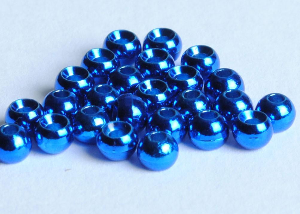 25 Tungsten Slotted Fly Tying Beads Various Sizes Metallic Blue 
