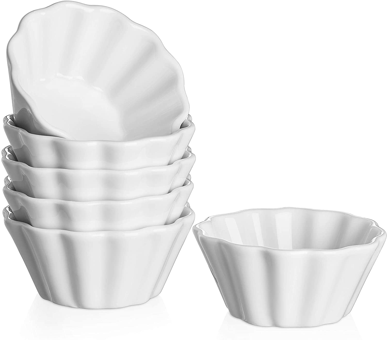 Ceramic Ramekins Set of 2 Souffle Pots Small Ramekins Bowls for Dips & Nibbles Oven Proof Cooking Dishes Microwave & Oven Safe with Lids M&W 