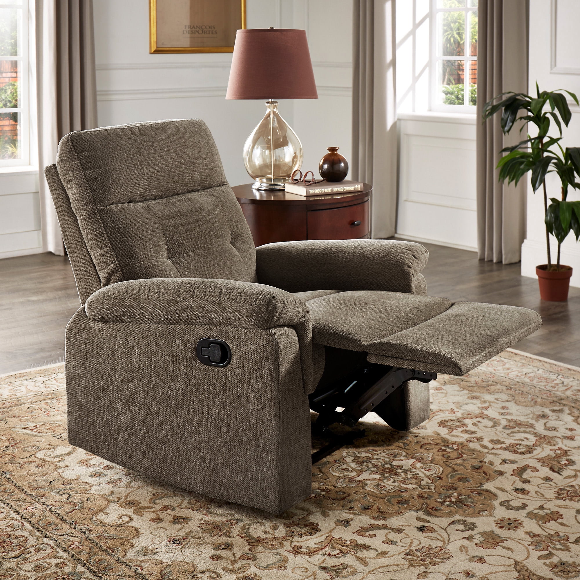 Weston Home Boerne Chenille Fabric Manual Recliner, Dark Gray
