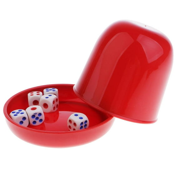 Milaget Bar/Pub/KTV /Party/ Dice Guessing Game Toy 4 inch Dice Cup with 6 Dice -#4 Red