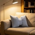 thumbnail image 2 of Homellea Light Blue Gingham Bow Throw Pillow, 24 x 14 Inch Blue White Checkered Decorative Accent Cushion with Velvet Back and Polyester Fill for Couch, Sofa, Bed and Home Decor, 2 of 8