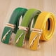 thumbnail image 3 of Men's Earth Green Leather Belt Yellow Cowhide Red Automatic Buckle Belt Blue White Orange Color Pant Belt, 3 of 4