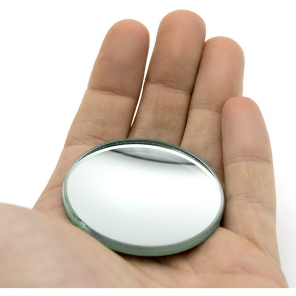 Round Concave Glass Mirror  - 2" (50mm) Diameter -  50mm Focal Length - 3.3mm Thick Approx. - Eisco Labs