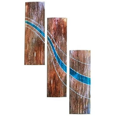 Johnson Bros Blue Willow - 7055 817865023064 8 x 0.5 in. Willow Metal Wall Art, Blue - Set of 3