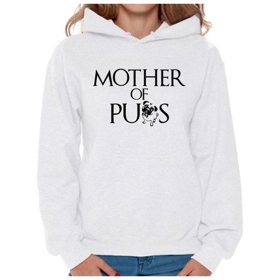 Awkward Styles Women's Mother Of Pugs Graphic Hoodie Tops Pet Loving Mom