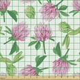 thumbnail image 2 of Flowers Upholstery Fabric by the Yard, Botanical Theme Floral Motifs Clover Blossoms Pattern Spring Art, Decorative Fabric for DIY and Home Accents, Pale Pink Jade Green by Ambesonne, 2 of 5