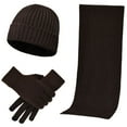 thumbnail image 3 of SHENGXINY Winter Warm Wool Hats Sets for Men and Women Clearance Men and Women Knitted Thick Warmth Woolen Hat Scarf Gloves Three-piece Suit Coffee, 3 of 3
