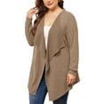 thumbnail image 4 of Agnes Orinda Plus Size Sweater Cardigan for Women Open Front Irregular Hem Long Sleeve 2X Dark Khaki, 4 of 6