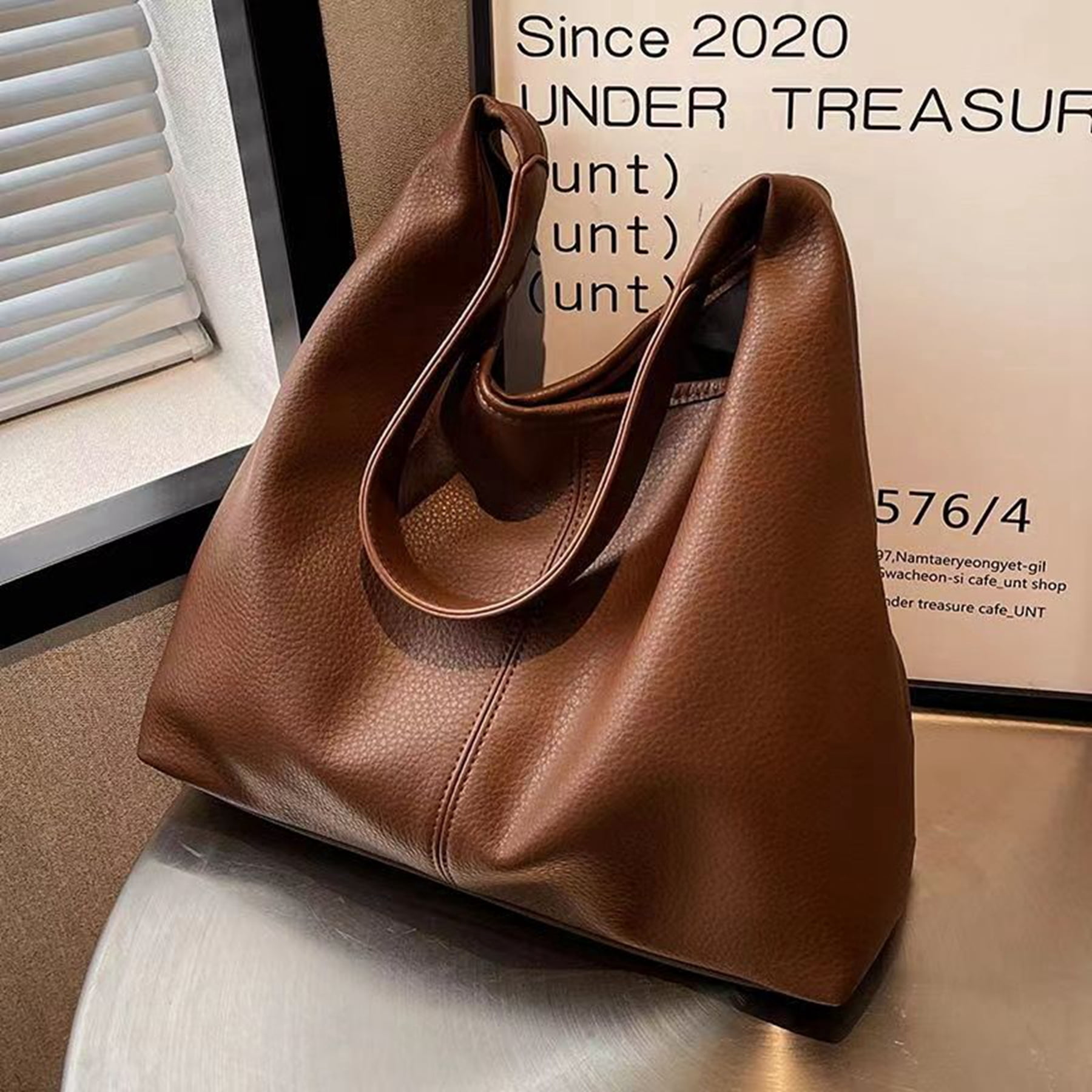 Xiaocao8 Hobo Bags for Women Tote Bag Retro Faux Leather Crossbody Bag Soft Shoulder Purses Handbags Large Capacity with Magnetic Buckle, Coffee