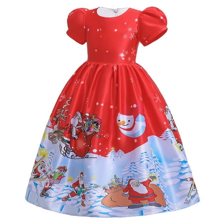 

Girls Dress Casual Party Dress for Kids Little Girls Princess dress Short Sleeve Dress Christmas Dress Twirl Swing Party Dresses