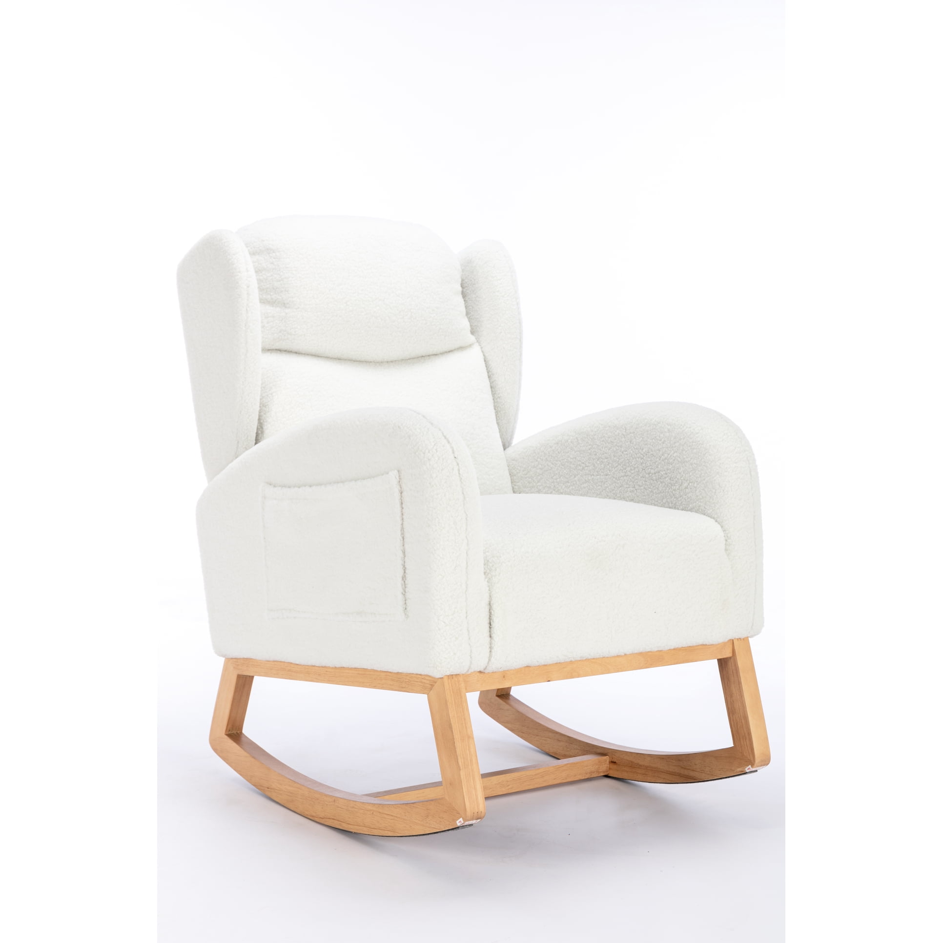 Rocking Chair With And Fabric Eucalyptus Wood Soft Wooden Seat