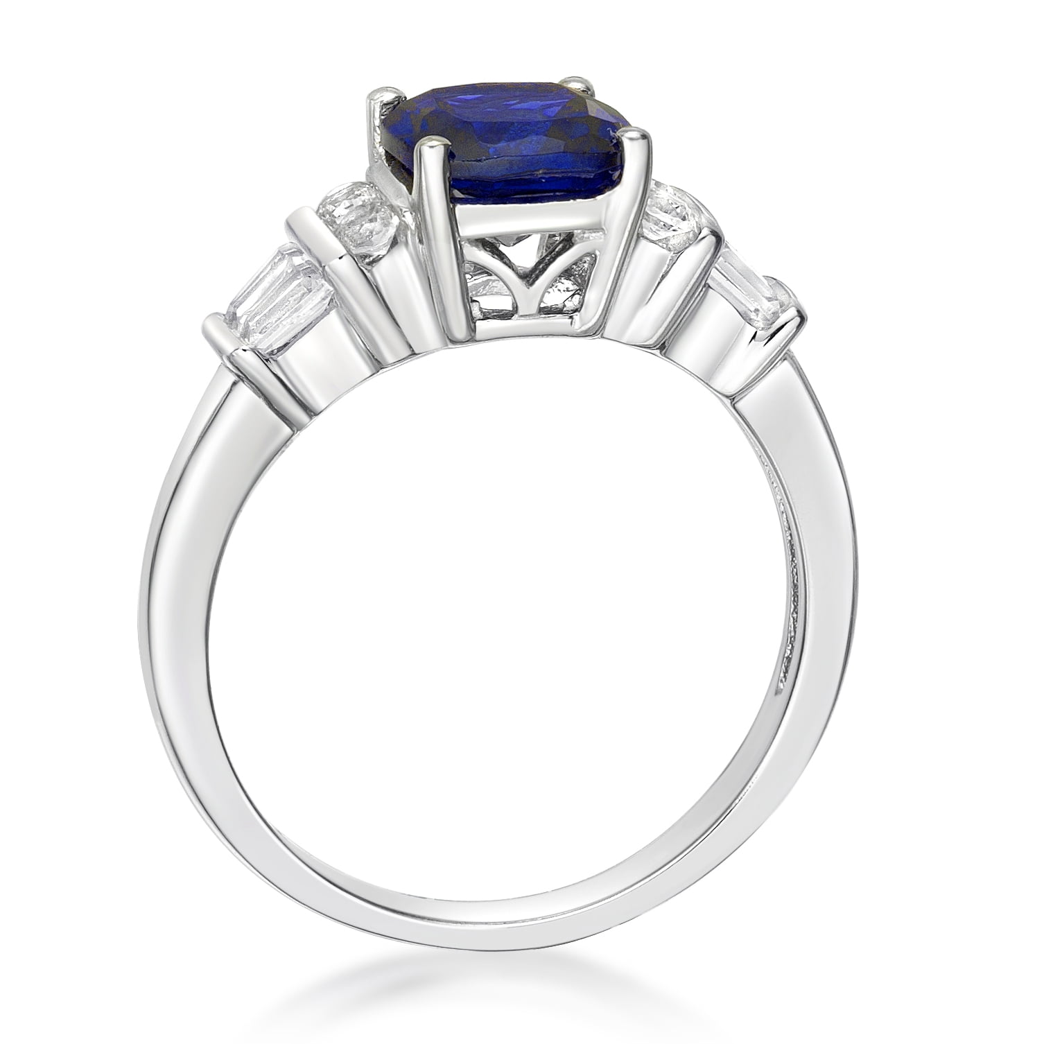 Jay Heart Designs 925 Sterling Silver Created Sapphire and Created White Sapphire Ring