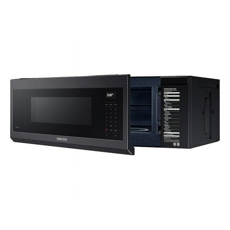 Samsung - 1.1 cu. ft. Smart SLIM Over-the-Range Microwave with 550 CFM Hood Ventilation, Wi-Fi & Voice Control - Black stainless steel