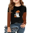 thumbnail image 2 of Drmagiyhm Girls Long Sleeve Tops Size 10-12 Casual Halloween Floral Print Shirts Trendy Cute Holidays Graphic T-Shirt Girl Crewneck Tops, Tees & Blouses 5-6 Years Orange, 2 of 5
