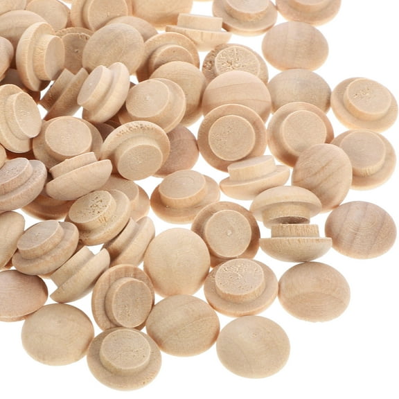 MUSEYA 100Pcs Beige Wood Furniture Hole Plugs Decorative Cabinet Hole Caps with Screws