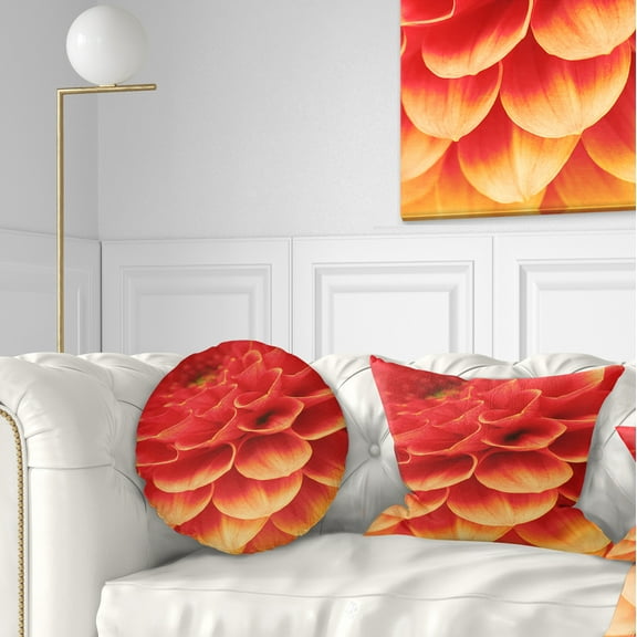 Designart Abstract Orange Flower and Petals - Floral Throw Pillow - 12x20
