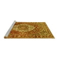 thumbnail image 2 of Ahgly Company Machine Washable Indoor Round Medallion Yellow Traditional Area Rugs, 3' Round, 2 of 4