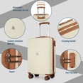 thumbnail image 5 of Travelhouse 3-Piece Hardside Spinner Carry on Luggage Set with TSA Lock and Travel Bag, White, 5 of 8