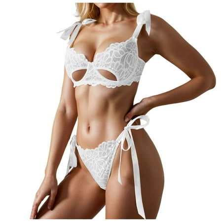 Ped Push Up Bra Athletic Bra Lace Bow Girls Sexy Lingerie Set