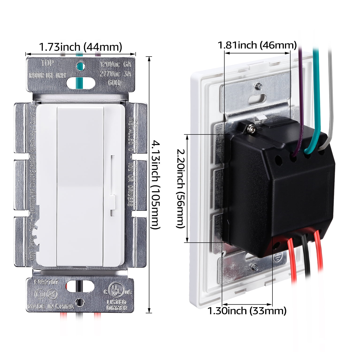 2 Pack 0-10V LED Dimmer Switch, 3-Way & Single Pole Compatible, 720W Max, Smooth Slide Control, Dual Wall Plates Included