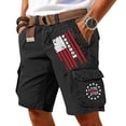 thumbnail image 2 of Men's Vintage Washed Cargo Shorts with America 250 Years Graphic and Utility Pockets Featuring Loose Fit Design for Summer Fishing Black M, 2 of 5