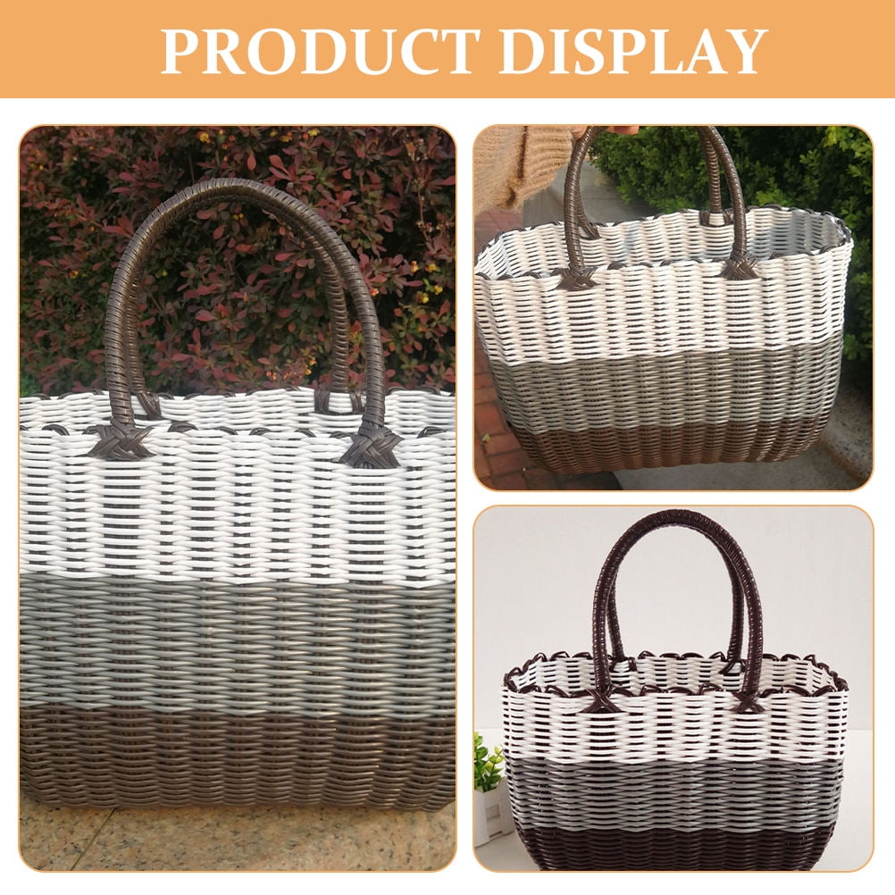BESTYASH Plastic Hand Woven Storage Basket for Bathroom, Multi-Purpose Organizer, and Stylish, 1 Piece