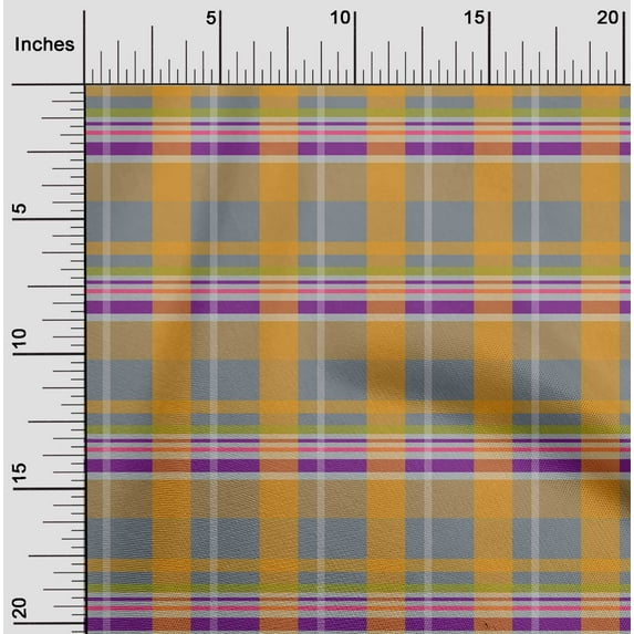 oneOone Cotton Jersey Gray Fabric Madras Check Dress Material Fabric Print Fabric By The Yard 58 Inches Wide
