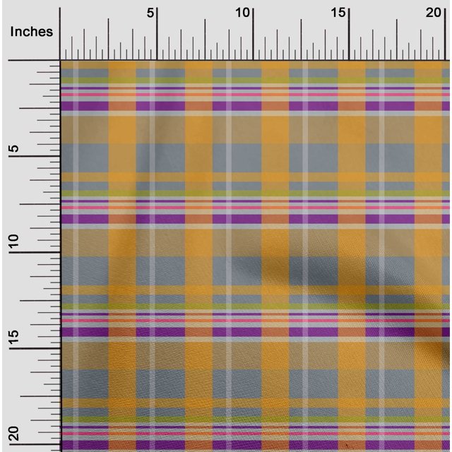 oneOone Polyester Lycra Gray Fabric Madras Check Sewing Material Print Fabric By The Yard 56 Inches Wide