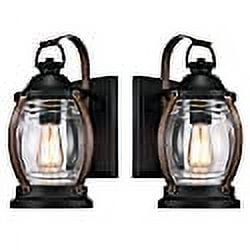 Westinghouse Lighting canyon OneLight Outdoor Wall Fixture, Textured Black and Barnwood Finish with clear glass (canyon Wall Lantern 2 Pack)